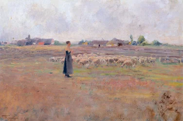 夕方の平和」フェデリコ・ロサーノ（1835-1912）作、厚紙に油彩、28x46,8cm