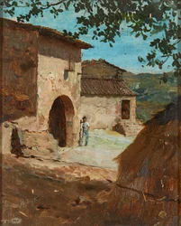 太陽の下で休むひととき（キャンバスに油彩）