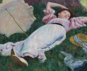 印象派：寝そべっている女性 par Zandomeneghi, Federico (1841-1917), c. 1890.油彩・キャンバス、50x60個人蔵