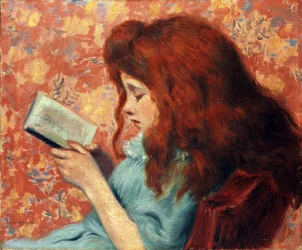 赤毛の少女 - フェデリコ・ザンドメネギ（1841-1917）。キャンバスに油彩 寸法 : 38,8x46,3 cm プライベート・コレクション