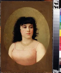 「「イタリアのバレリーナ ヴァージニア ズッキ (1849-1930) の肖像」」 Feodor Andreyevich Bronnikov (1827-1902) による絵画 1889 北オセチアのトゥガノフ美術館、ウラジカフカス