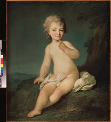 小さな裸の少女。フョードル・ステパノヴィチ・ロコトフ（1735-1808）作、油彩・カンヴァス、1780年頃。ロシア美術