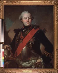女帝エカチェリーナ2世（1729-1796）の寵臣であった軍事・政治指導者、グリゴリー・オルロフ伯爵（別表記オルロフ）の肖像