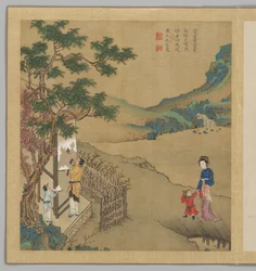 ビン州の詩：七月、18世紀後半から19世紀初頭（20葉からなるアルバム、絹本、墨、彩色）