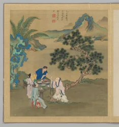 ビン州の詩：七月、18世紀後半から19世紀初頭（20葉からなるアルバム、絹本、墨、彩色）