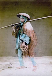 冬のドレスを着たクーリー、日本、1882