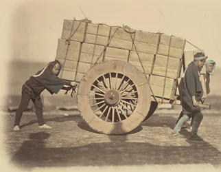 しゃりき、またはカートを押すクーリー、ca。 1860年。
