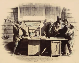通りの軽食屋台、c。 1865年。