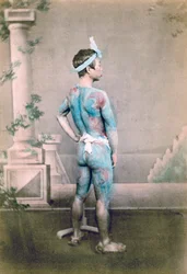 入れ墨された日本の新郎ベット、日本、1882