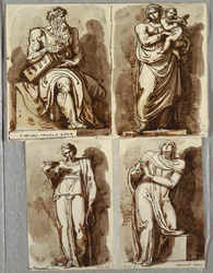 ミケランジェロの後のユリウス2世の墓の4つの彫像の後の研究：モーセ。 マドンナと子供; リア、美徳。 レイチェル、宗教