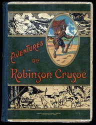 ブックカバー Robinson Crusoe: Illustration by Felician MYRBACH MYRBACH RHEINFELD (1853-1940) For the Book of Daniel Defoe (De foe) Robinson Crusoe.Bibliotheque de la Jeunesse et de l