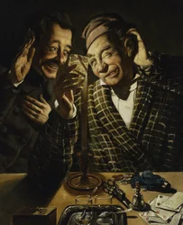 Candlelight Players - Peczarski, Feliks (1804-1862) によるキャンドルライトによるギャンブラー。 キャンバスに油彩、サイズ: 75.5x62