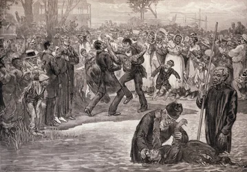 アメリカにおける黒人の洗礼（1887年5月21日付「The Illustrated London News」より）（エングレービング