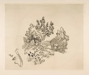 プレートの装飾：小川、1870。