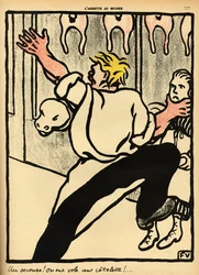 1902年3月1日、「L&39;Assiette au Beurre」の特別版「Crimes and Punishments」から、肉屋が首を押さえて助けを求める