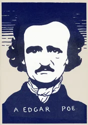 アメリカの作家・詩人エドガー・アラン・ポー（1809-1849）の肖像、フェリックス・ヴァロットン（1865-1925）のイラスト。