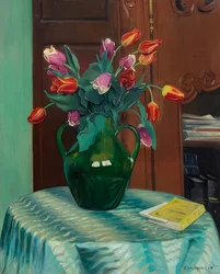 Tulpenstrauß（ピンクと赤いチューリップ）。 1912