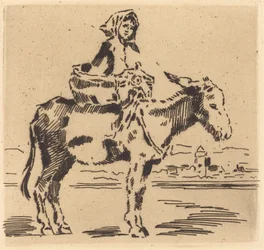 Cacoletière à la Tour (塔の近くでロバに乗る女)