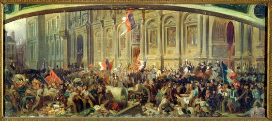 アルフォンス・ド・ラマルティーヌ（1790-1869年）、1848年2月25日、パリ市庁舎で赤旗を拒む