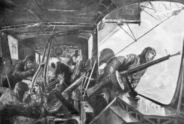 ツェッペリン号に乗って、ドイツ空軍、第一次世界大戦、1917年。