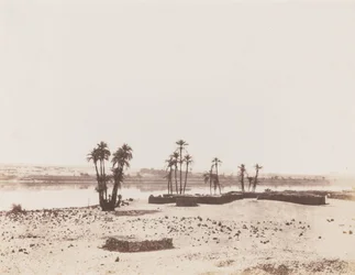 Dakkeh, Village et Rives du Nil（ナイル河畔の村、ダッケ）,1851-1852（写真）