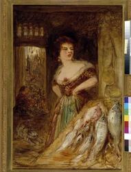 マルセイユのピュージェット マルシェの肉と魚の市場で釣りをしましょう。 Felix Ziem (1821-1911) の絵画 必須の言及: マルセイユ、プロヴァンスのコレクション財団