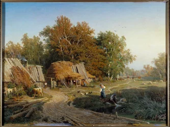 フィヨドル・ワシリエフ（Feodor Alexandrovich, Fyodor Alexandrovich Vasiliev (1850-1873) (ec.rus.) 1869年 エルミタージュ美術館（サンクトペテルブルク）の村の絵