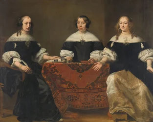 アムステルダムのLeprozenhuisの3人のRegentessesの肖像、c.1668
