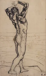 男性法、真実の研究、c.1901-02（紙に鉛筆と墨汁）