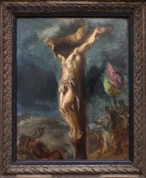 磔にされるウジェーヌ・ドラクロワ（1798-1863）による絵画、木に油彩