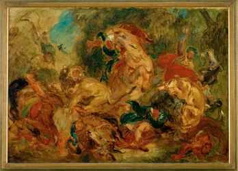 ライオン狩り（キャンバスに絵画）