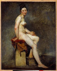 裸で座っているとミス・ローズと言う。ウジェーヌ・ドラクロワ（1798-1863）の絵画