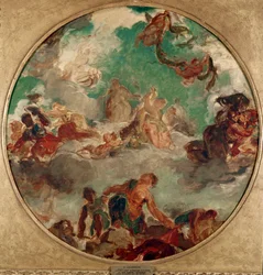 平和は人を慰め、豊かさを取り戻すためにやってきた ウジェーヌ・ドラクロワ（1798-1863）による絵画 1849-1854年 直径78cm パリ、カルナヴァレ美術館