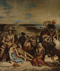 キオスの虐殺の場面、1822年