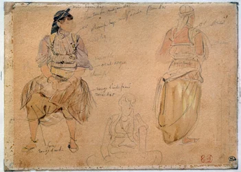 鉛鉱山を描くアラブ女性の習作 水彩画のハイライト付き ウジェーヌ・ドラクロワ（1798-1863） 1832年 パリ、ルーヴル美術館