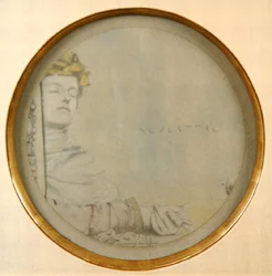 Dreamer, c.1900 (灰色の紙に鉛筆とカラーチョーク)