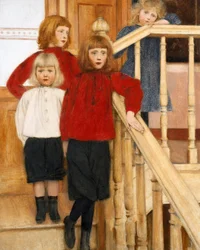 《「ミスター・ネーヴの子供たち」》 階段の上の4人の子供 フェルナン・クノップフ（1858-1921）作 1893年 個人蔵
