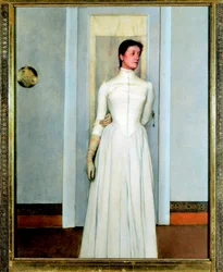 画家の妹「マルグリット・ノップフの肖像」 - フェルナン・ノップフ（1858-1921）の絵画