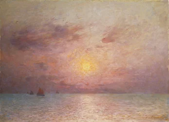 海でのセーリング、夕方;海のヨット、夕方