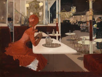 カフェで、1882-84年。