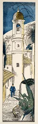 ガゼットデボントン、パブからアンティーブの通り。 1920（印刷ステンシル）