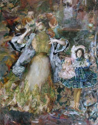 妻と娘との自画像、1910年。