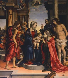アレクサンドリアの聖カタリナの神秘的な結婚」フィリッピノ・リッピ（1457 ca- 1504）作、パネルに油彩、ボローニャのサン・ドメニコ大聖堂蔵
