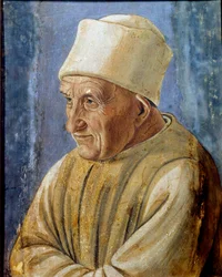 老人の肖像 フィリッポ・リッピ（1457-1504）の絵画 1485年日。0,47x0,38 m フィレンツェ、Galleria degli Uffizi（オフィス） - 老人の肖像。フィリッポ・リッピ（1457-1504）作 1485年の絵画。0.47×0.38 m フィレンツェ、Galleria degli Uffizi（ウフィツィ美術館）にて