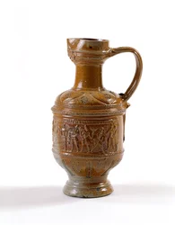 ベルギーのレーレンで製造されたビールジョッキ、1580〜1600年頃（塩釉石器）