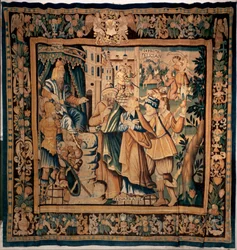 博物館の収蔵庫 (Le Trésor de Conques) を征服します。 フランダースのタペストリー。 サント・フォワの歴史(?)。 テキスト: DASIAN、S+PRIME、S+eVAPRAISE。 16世紀 （？）。