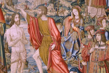 フランダースのタペストリー。 シリーズ 洗礼者聖ヨハネの歴史: キリストの洗礼 (Het doopsel van Christus)。 ブリュッセルのアトリエ。 1515-1520。