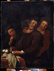 ""The merry company"" (メリー カンパニー) 17 世紀のオランダ派の絵画。 Regional Deineka Art Gallery、クルスク ロシア