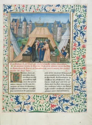 MS W201 f.147 Chroniques dAngleterreによる平和条約（Vol.IV）1475-80（ベラムのテンペラ）