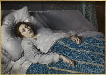 死の床にある若い女性匿名の絵画、油彩、キャンバス